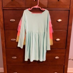Sea foam green dress with rainbow cape